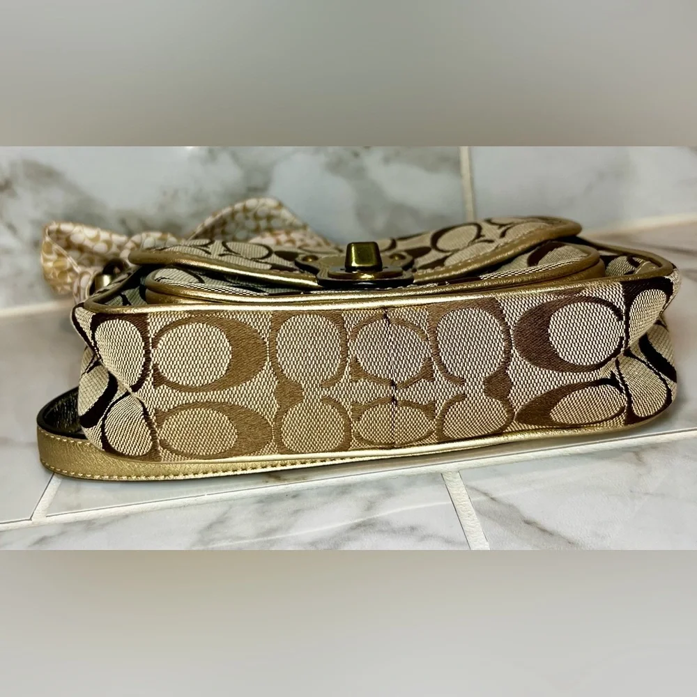 Coach Signature Penny Flap Shoulder Bag with Scarf - Vintage